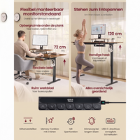 In Hoogte Verstelbaar Bureau met Monitorstandaard en Geheugenfunctie – productweergave 14 | De Groot Living