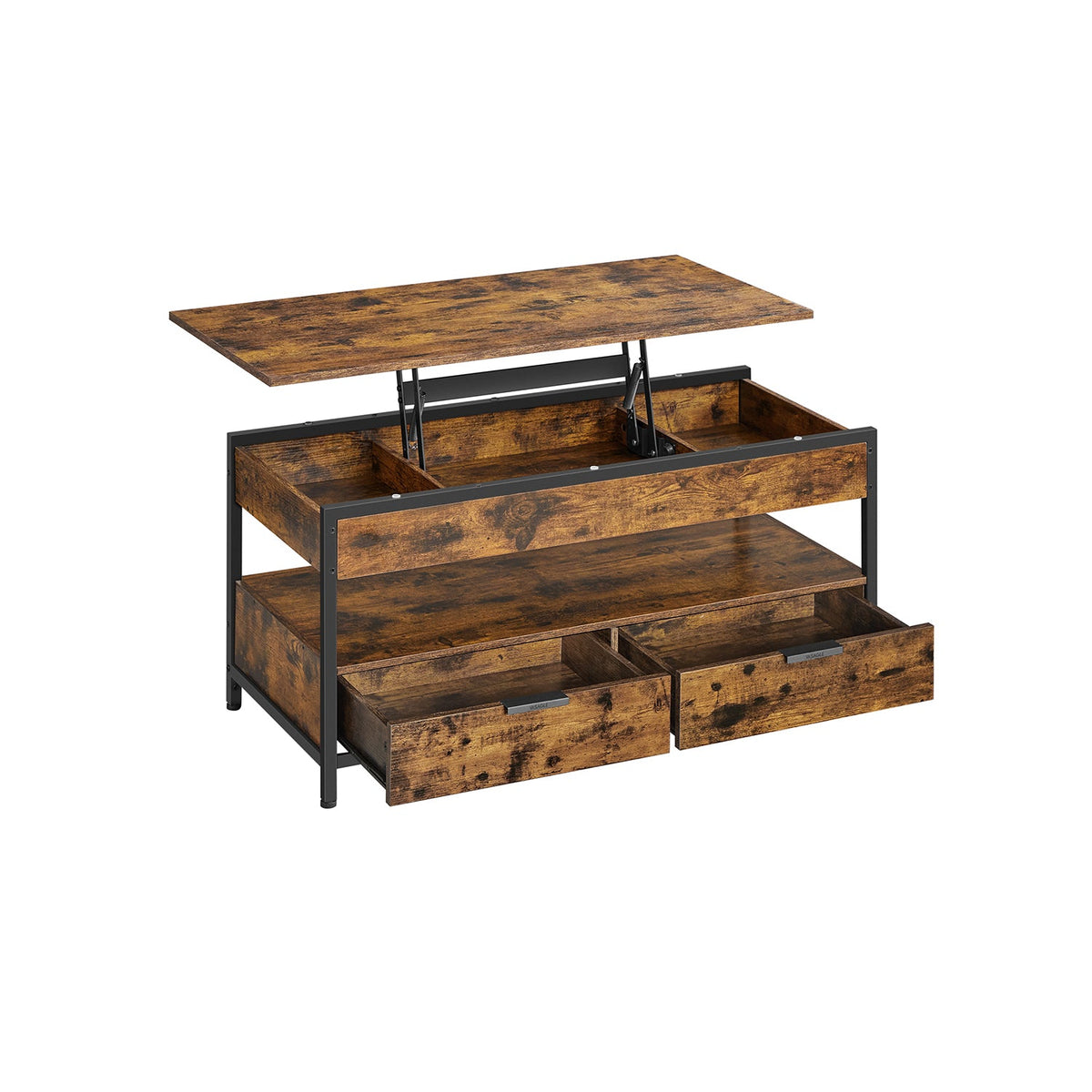 In Hoogte Verstelbare Salontafel met Laden en Open Vak – productweergave 1 | De Groot Living