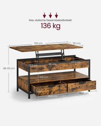 In Hoogte Verstelbare Salontafel met Laden en Open Vak – productweergave 9 | De Groot Living