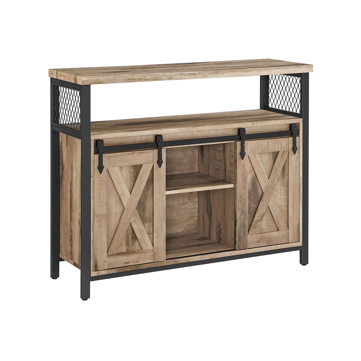 Industrieel Dressoir met 2 Schuifdeuren en Verstelbare Plank – productweergave 2 | De Groot Living