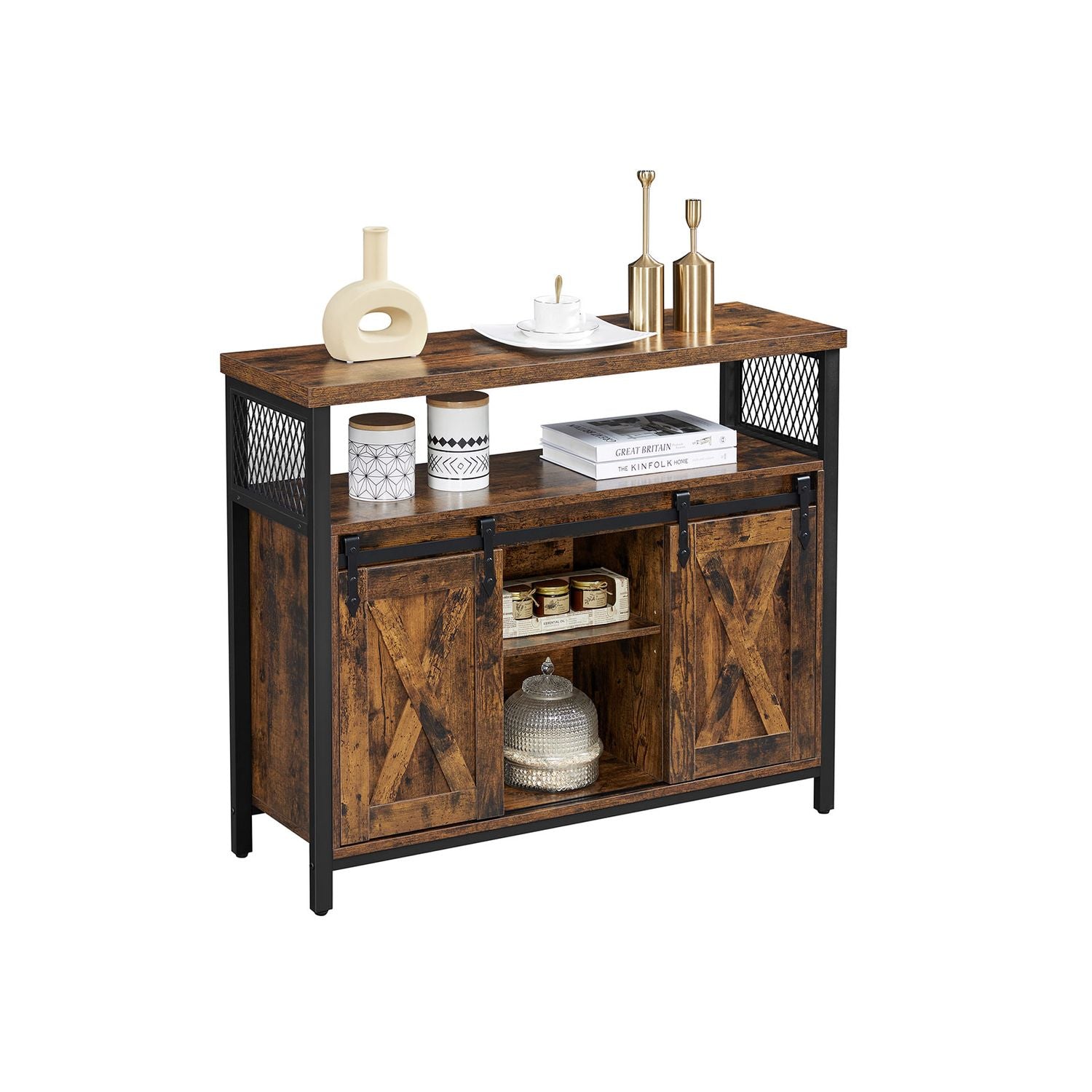 Industrieel Dressoir met 2 Schuifdeuren en Verstelbare Plank – productweergave 7 | De Groot Living