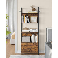 Industriële Ladder-Boekenkast met Lade en 5 Niveaus – productweergave 2 | De Groot Living