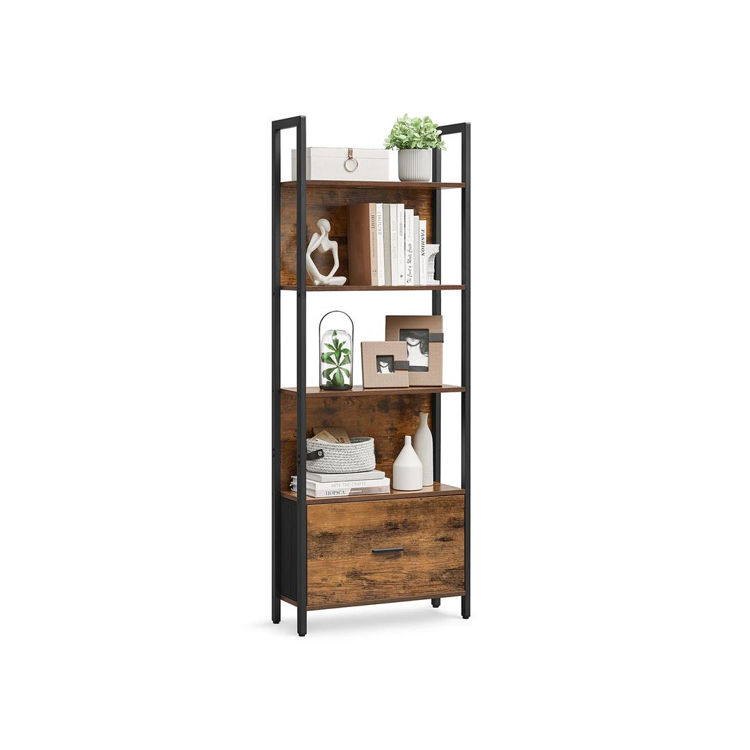Industriële Ladder-Boekenkast met Lade en 5 Niveaus – productweergave 6 | De Groot Living