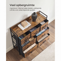 Industriële Ladekast met 7 Stoffen Lades en Metalen Frame – productweergave 3 | De Groot Living