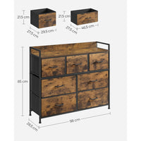 Industriële Ladekast met 7 Stoffen Lades en Metalen Frame – productweergave 6 | De Groot Living