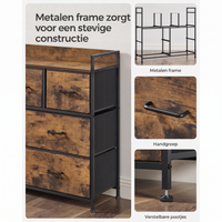 Industriële Ladekast met 7 Stoffen Lades en Metalen Frame – productweergave 7 | De Groot Living