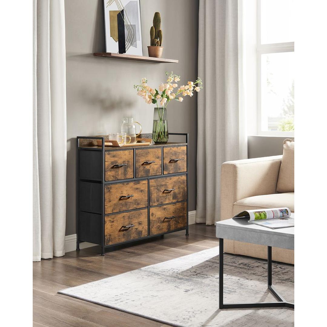 Industriële Ladekast met 7 Stoffen Lades en Metalen Frame – productweergave 8 | De Groot Living