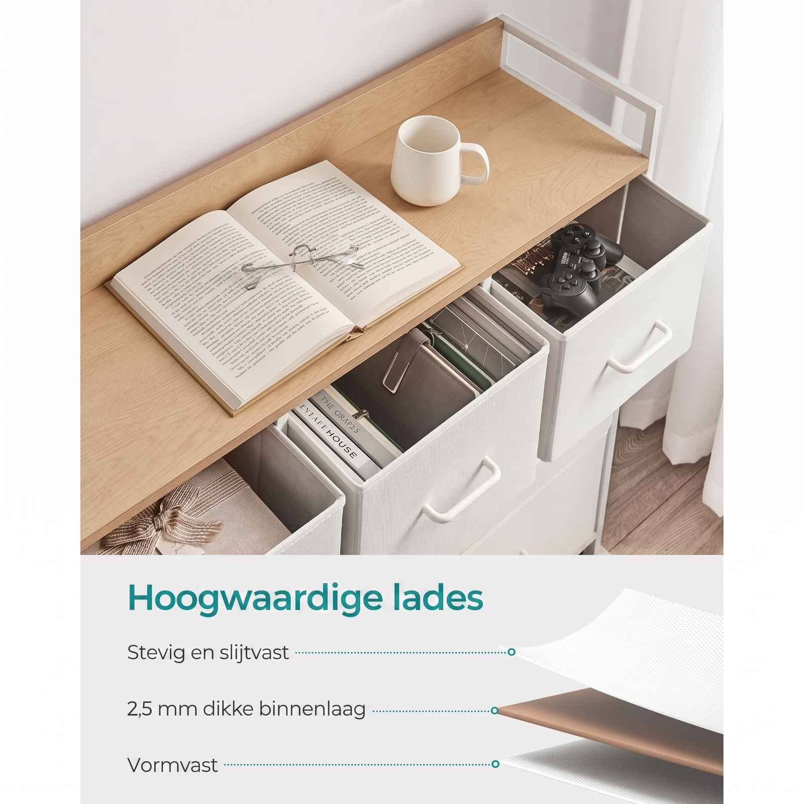 Industriële Ladekast met 7 Stoffen Lades en Metalen Frame – productweergave 14 | De Groot Living
