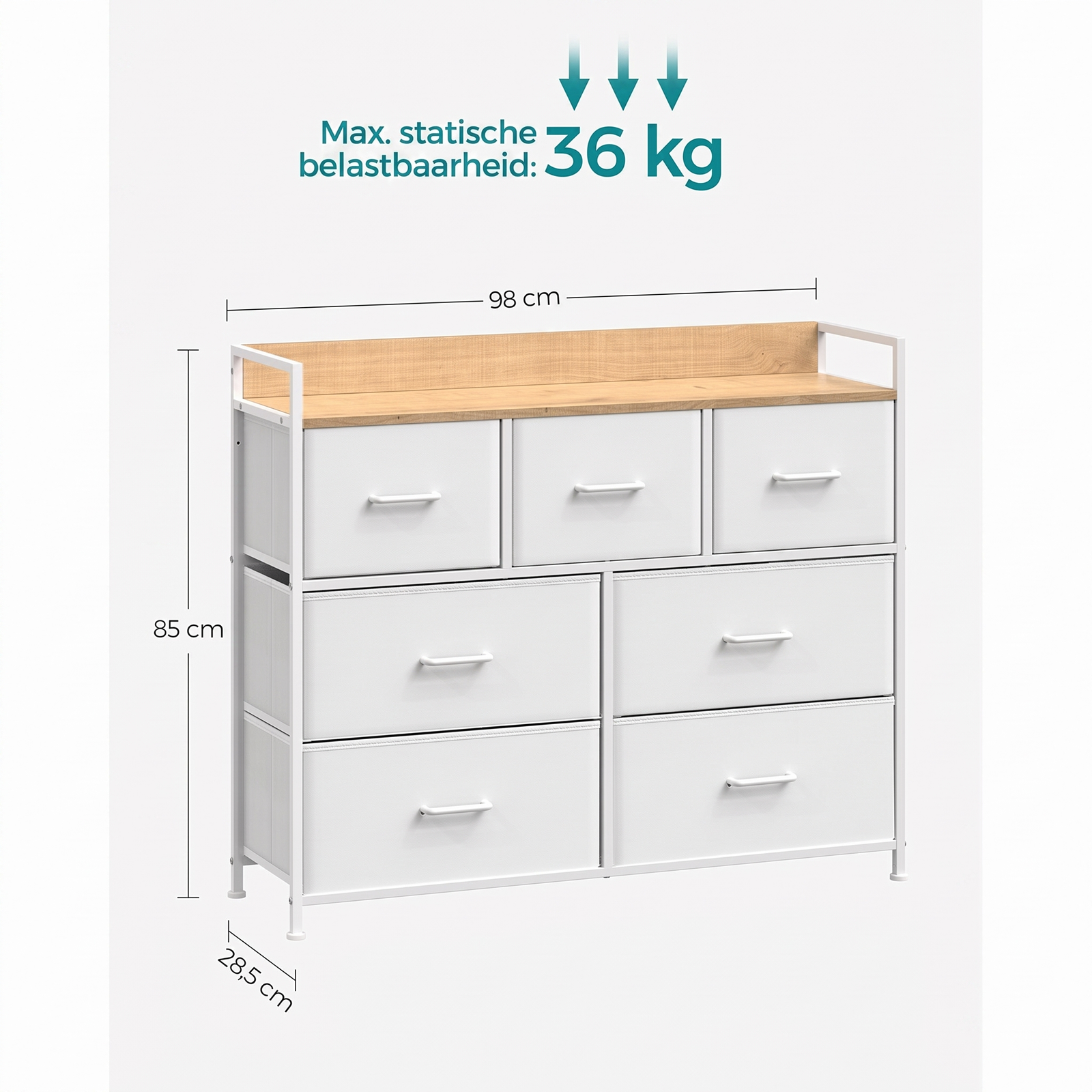 Industriële Ladekast met 7 Stoffen Lades en Metalen Frame – productweergave 15 | De Groot Living