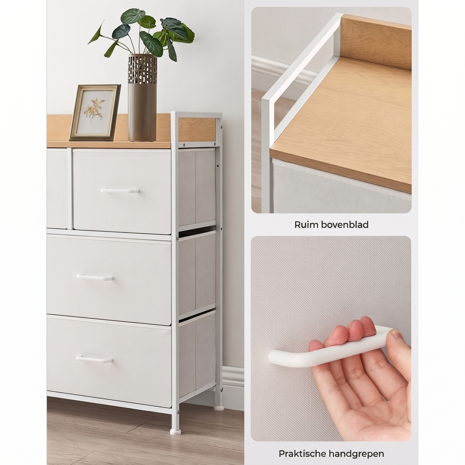 Industriële Ladekast met 7 Stoffen Lades en Metalen Frame – productweergave 16 | De Groot Living
