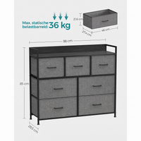 Industriële Ladekast met 7 Stoffen Lades en Metalen Frame – productweergave 24 | De Groot Living