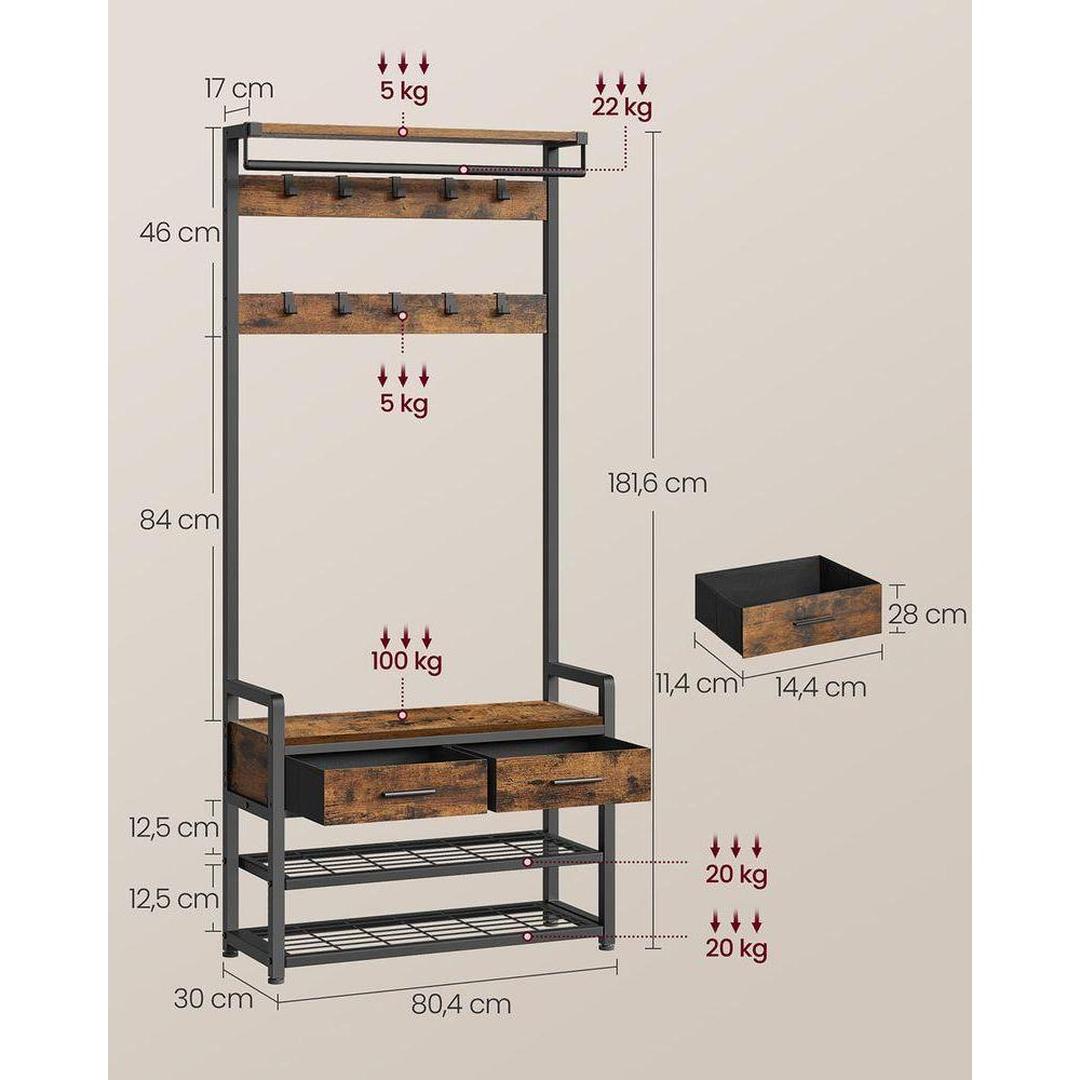 Kapstok met Schoenenrek – productweergave 3 | De Groot Living
