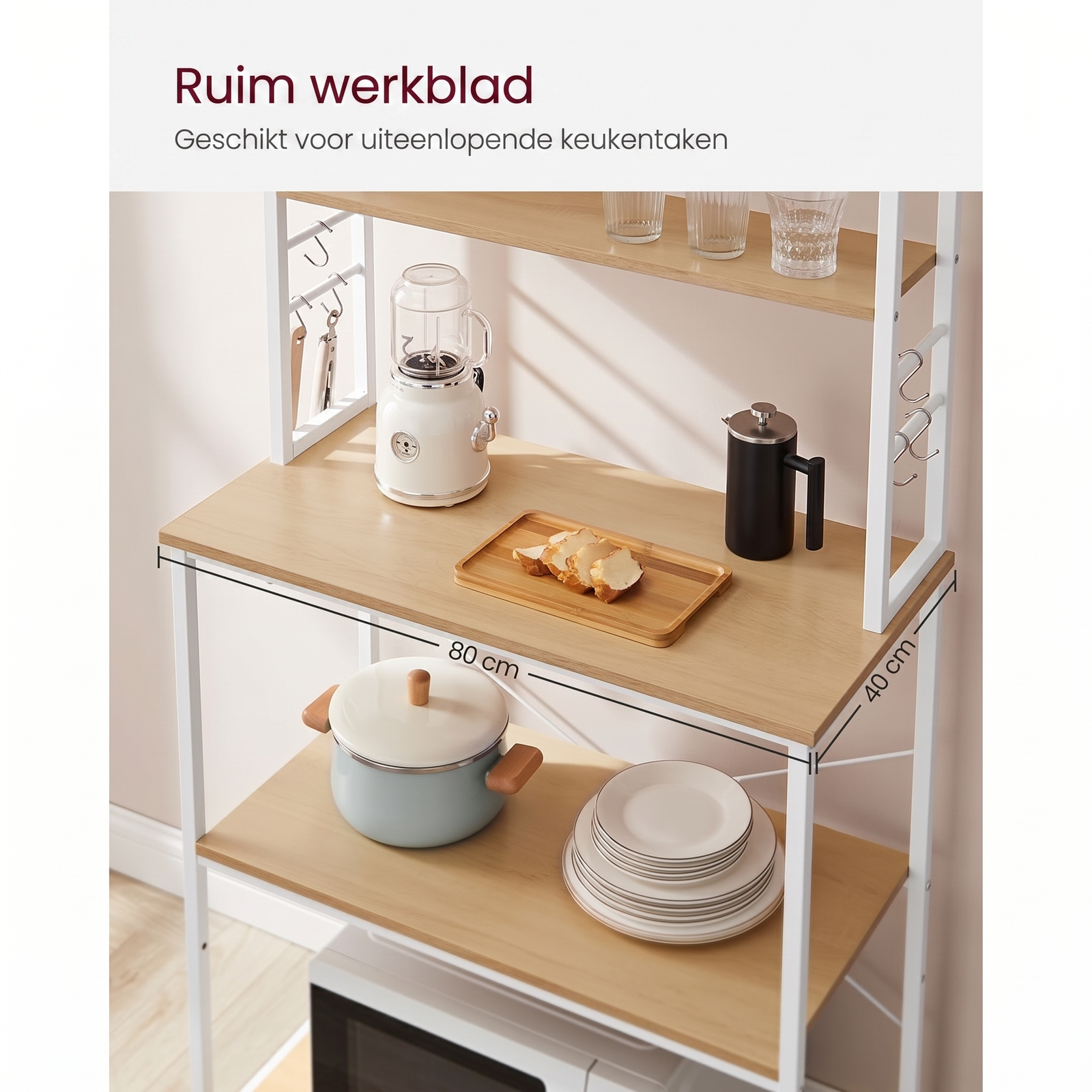 Keukenrek met Opbergplanken en Haken in Industriële Stijl – productweergave 14 | De Groot Living