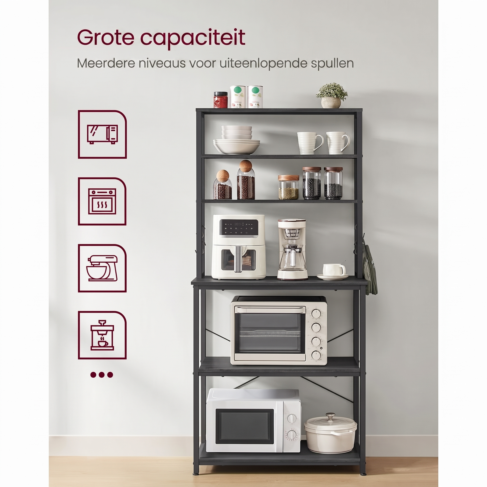 Keukenrek met Opbergplanken en Haken in Industriële Stijl – productweergave 22 | De Groot Living