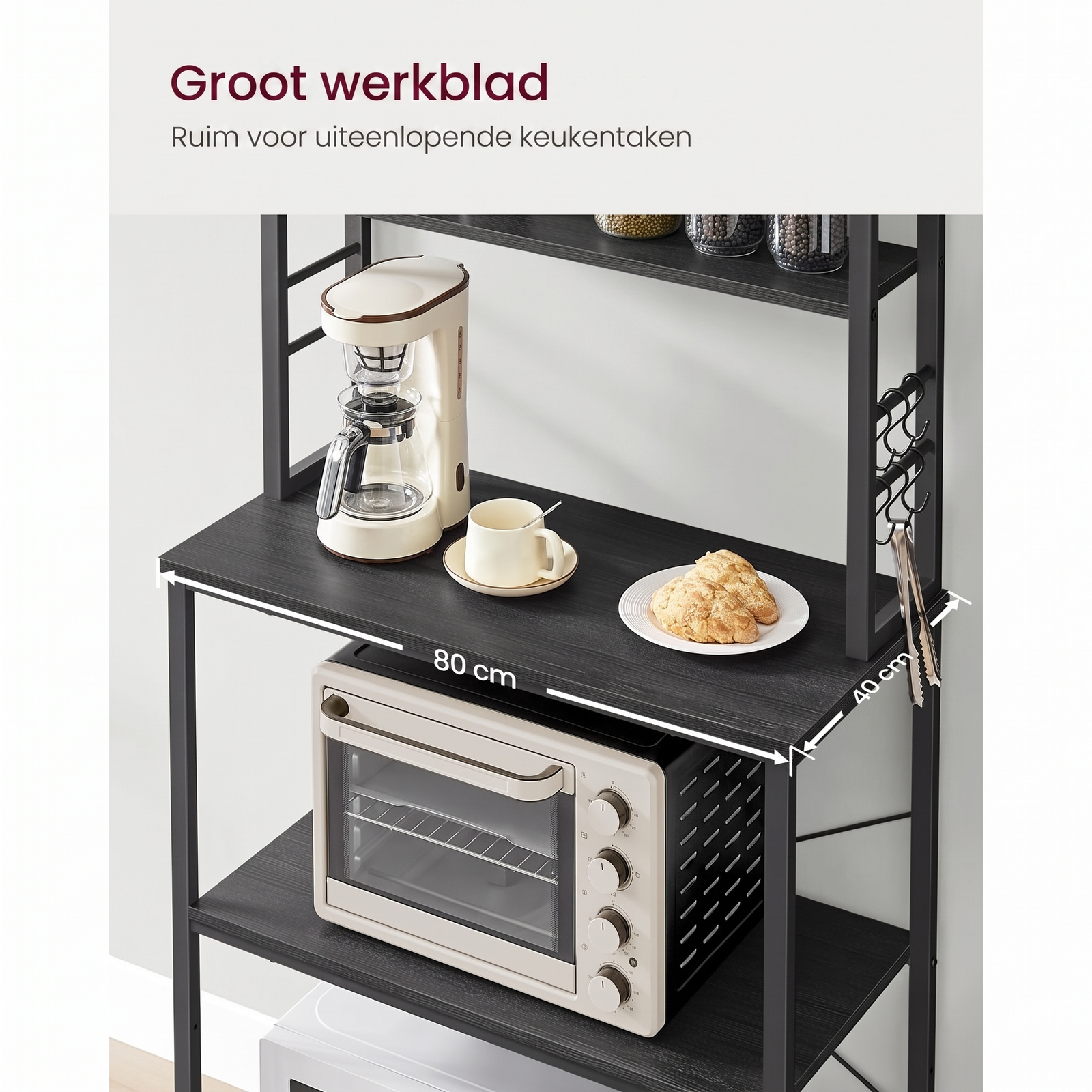 Keukenrek met Opbergplanken en Haken in Industriële Stijl – productweergave 24 | De Groot Living