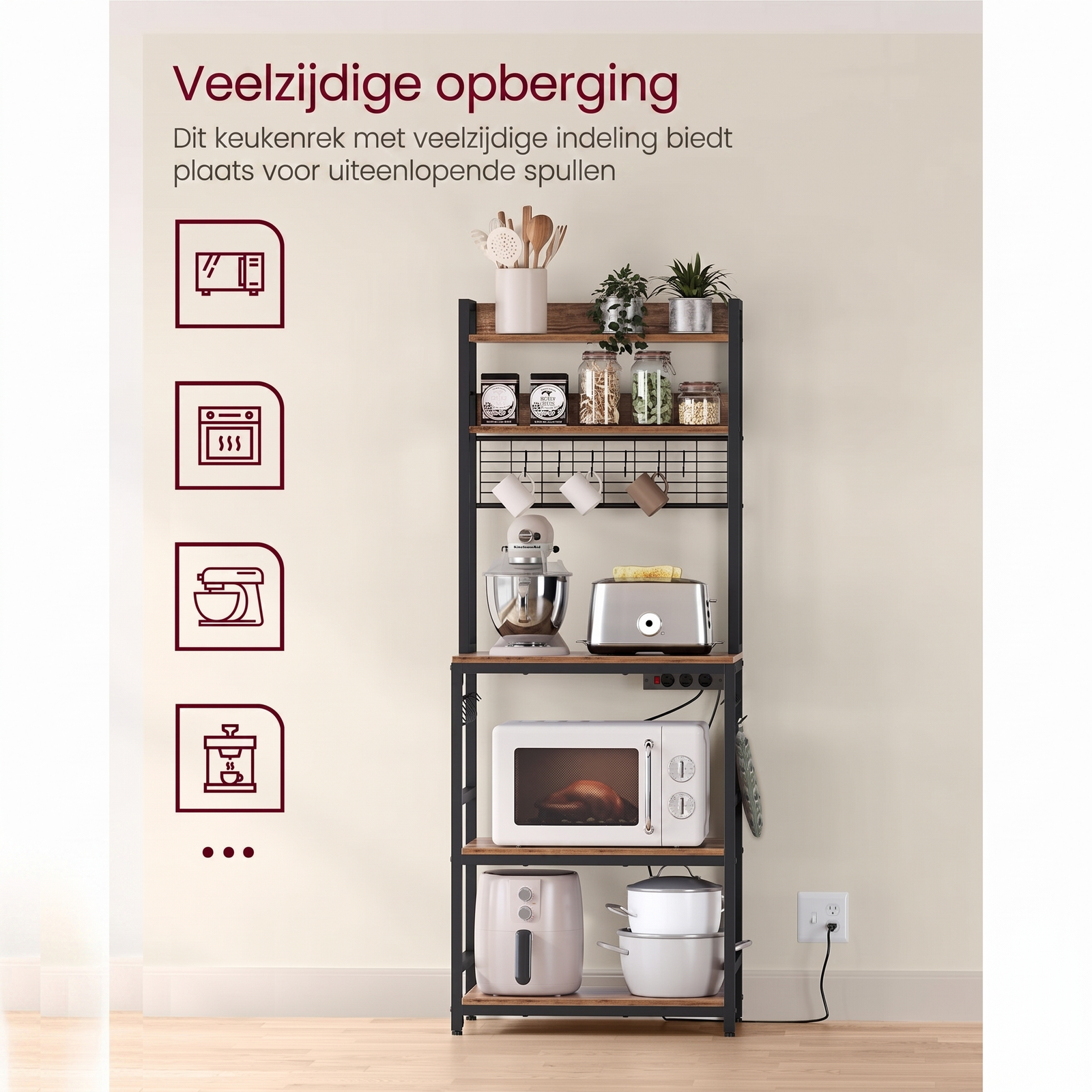 Keukenrek met Stopcontacten en Verstelbare Middenplank – productweergave 13 | De Groot Living