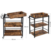 Keukenwagen met Legplanken en Wielen in Vintage Bruin en Zwart – productweergave 3 | De Groot Living