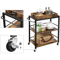 Keukenwagen met Legplanken en Wielen in Vintage Bruin en Zwart – productweergave 6 | De Groot Living