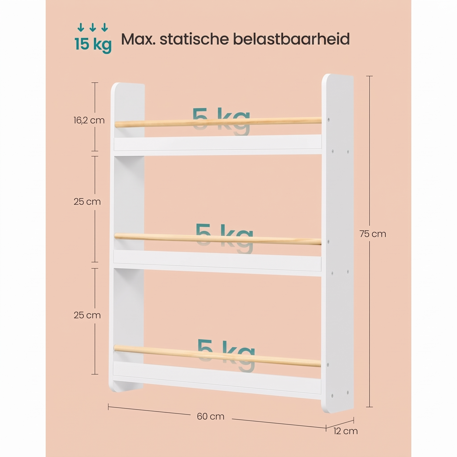 Kinderboekenkast met Legplanken voor Wandmontage – productweergave 7 | De Groot Living