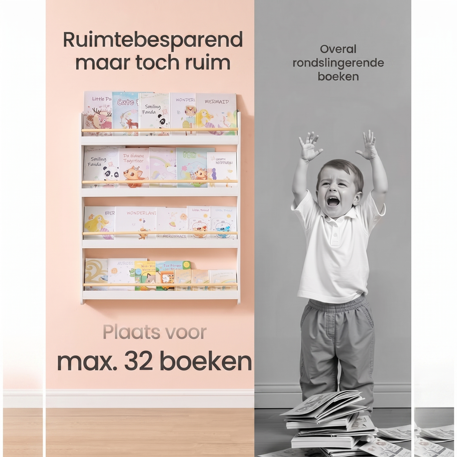 Kinderboekenkast met Legplanken voor Wandmontage – productweergave 10 | De Groot Living