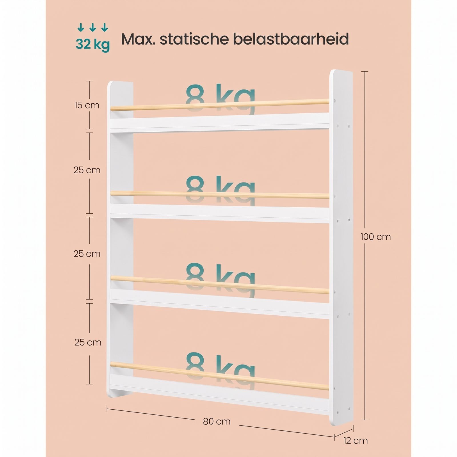 Kinderboekenkast met Legplanken voor Wandmontage – productweergave 12 | De Groot Living