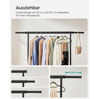 Kledingrek Op Wielen Met 90 kg Draagvermogen en Uitschuifbare Stang – productweergave 12 | De Groot Living