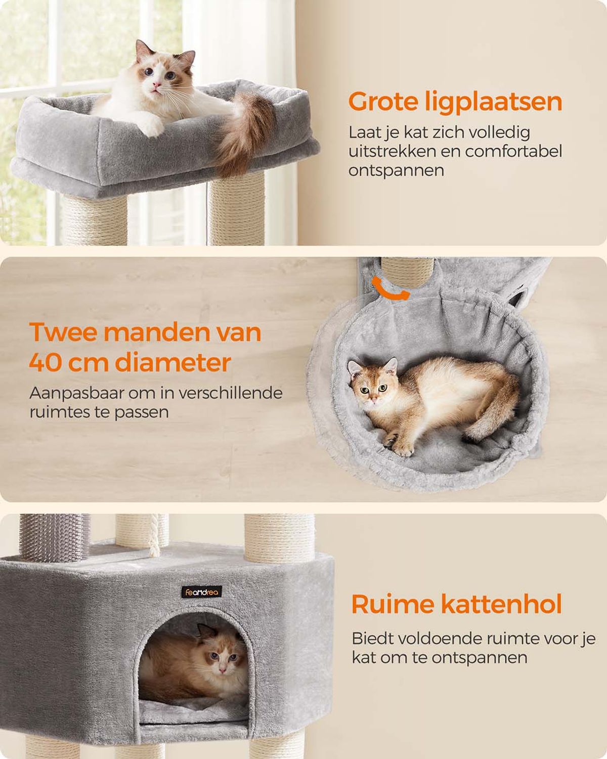 Krabpaal met Zelfverwarmende Dekens voor Grote Katten – productweergave 7 | De Groot Living