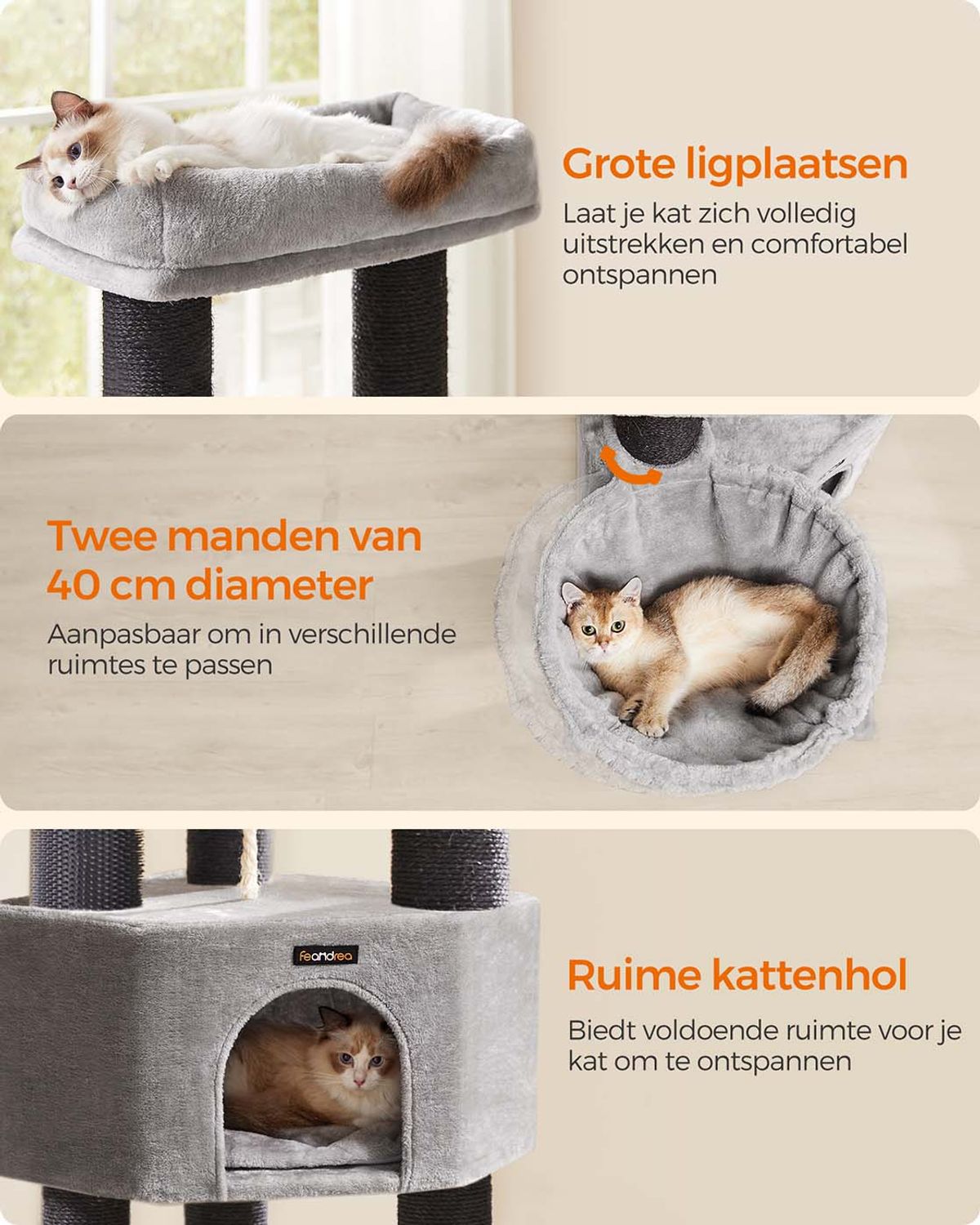 Krabpaal met Zelfverwarmende Dekens voor Grote Katten – productweergave 14 | De Groot Living