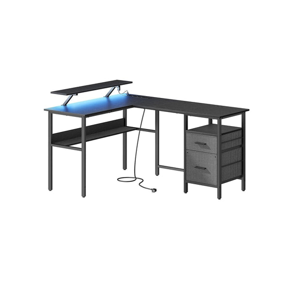 L-vormig hoekbureau zwart