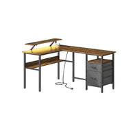 L-vormig hoekbureau bruin