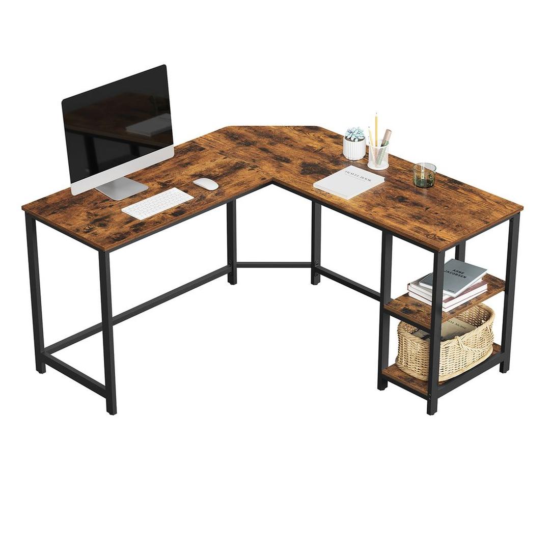 L-vormig Hoekbureau met Opbergplanken en Houtlook Werkblad – productweergave 2 | De Groot Living