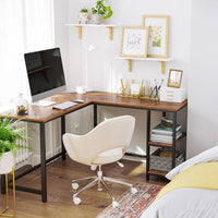 L-vormig Hoekbureau met Opbergplanken en Houtlook Werkblad – productweergave 3 | De Groot Living