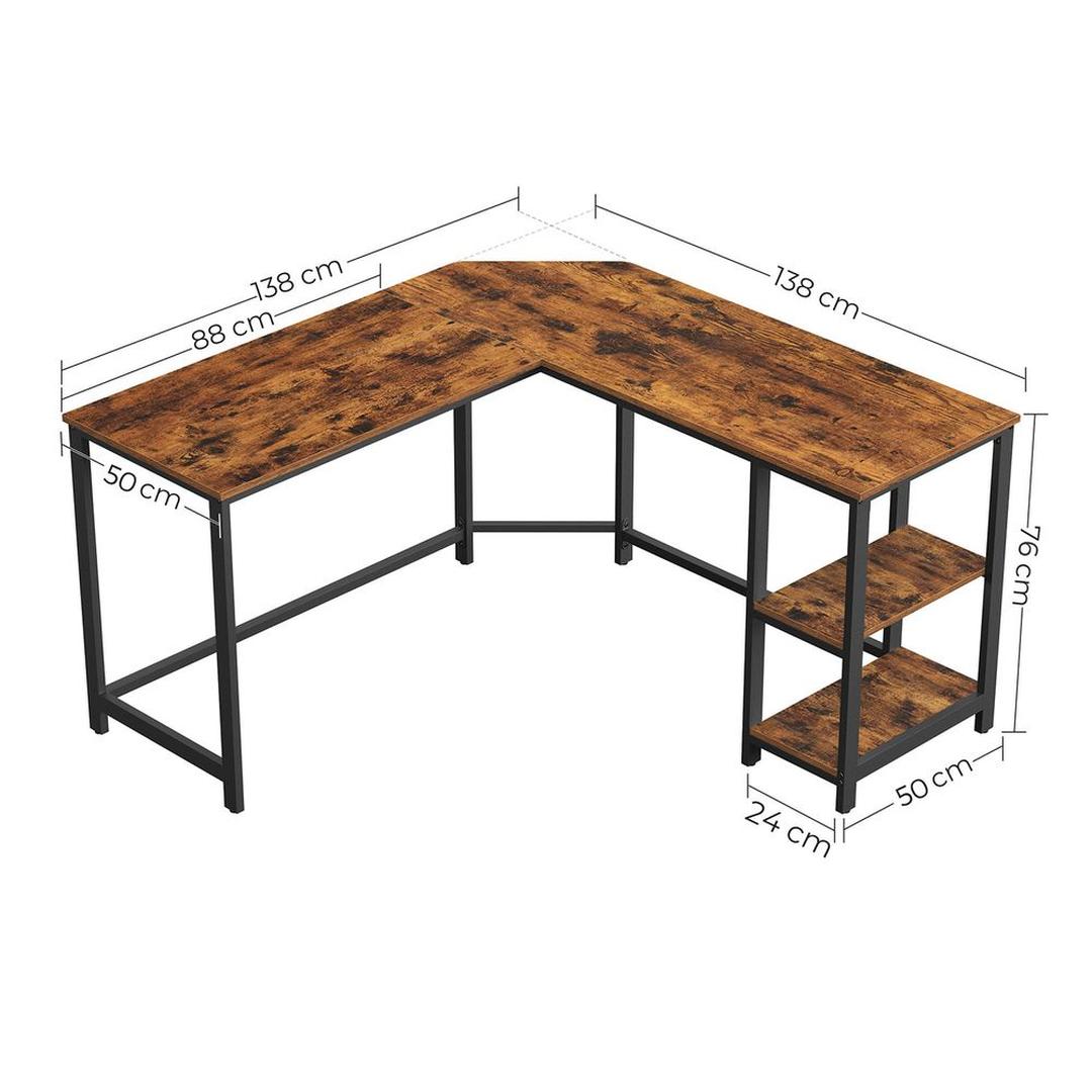 L-vormig Hoekbureau met Opbergplanken en Houtlook Werkblad – productweergave 5 | De Groot Living