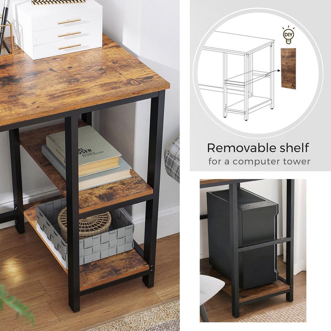 L-vormig Hoekbureau met Opbergplanken en Houtlook Werkblad – productweergave 6 | De Groot Living