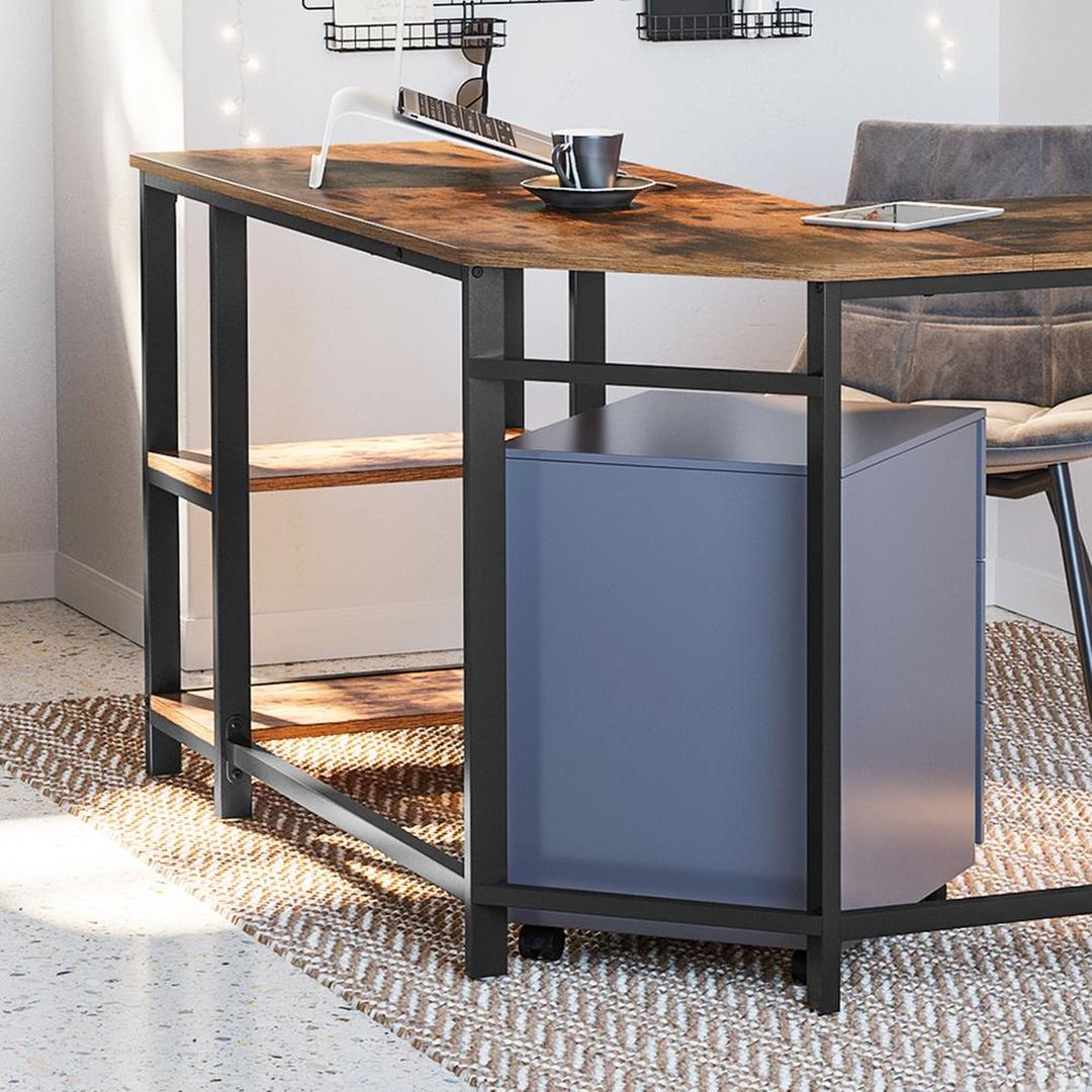 L-vormig Hoekbureau met Opbergplanken en Houtlook Werkblad – productweergave 9 | De Groot Living