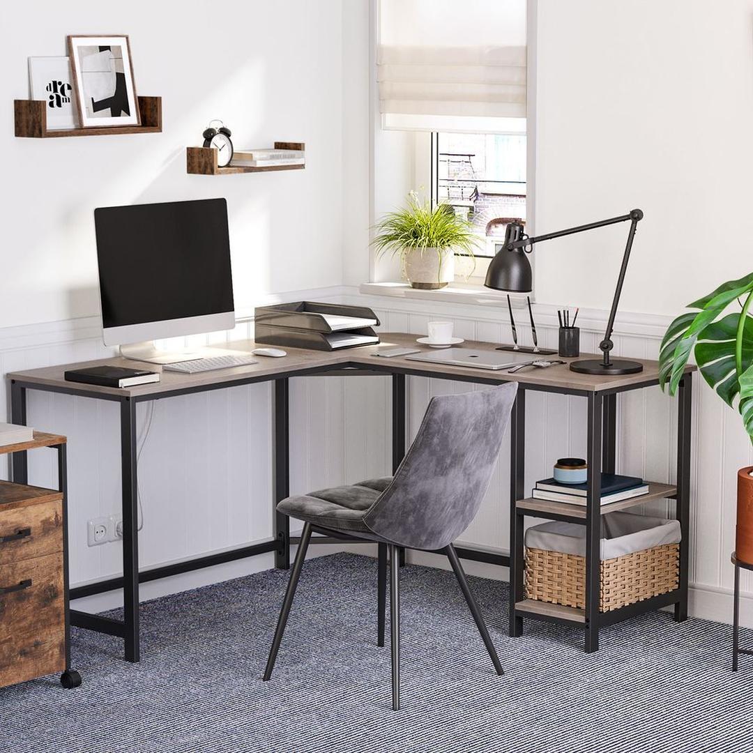 L-vormig Hoekbureau met Opbergplanken en Houtlook Werkblad – productweergave 12 | De Groot Living