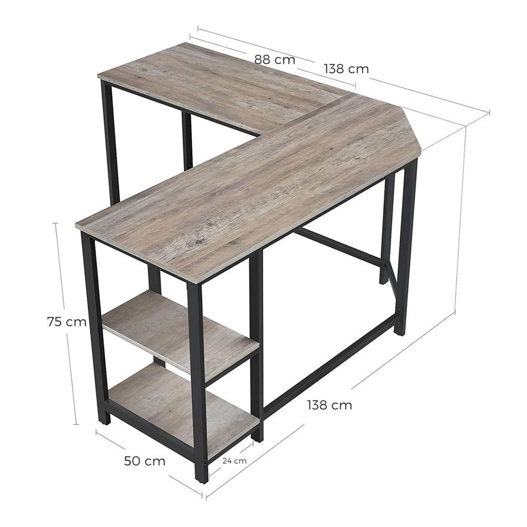 L-vormig Hoekbureau met Opbergplanken en Houtlook Werkblad – productweergave 17 | De Groot Living