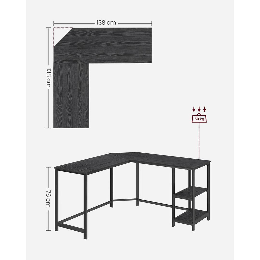 L-vormig Hoekbureau met Opbergplanken en Houtlook Werkblad – productweergave 21 | De Groot Living