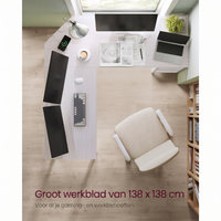 L-vormig Hoekbureau met Opbergplanken en Houtlook Werkblad – productweergave 26 | De Groot Living