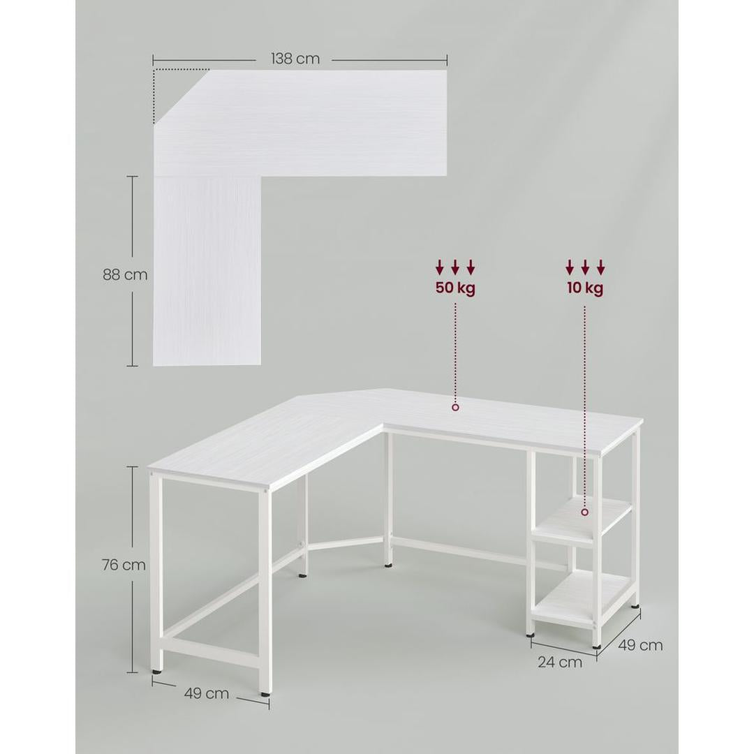 L-vormig Hoekbureau met Opbergplanken en Houtlook Werkblad – productweergave 30 | De Groot Living