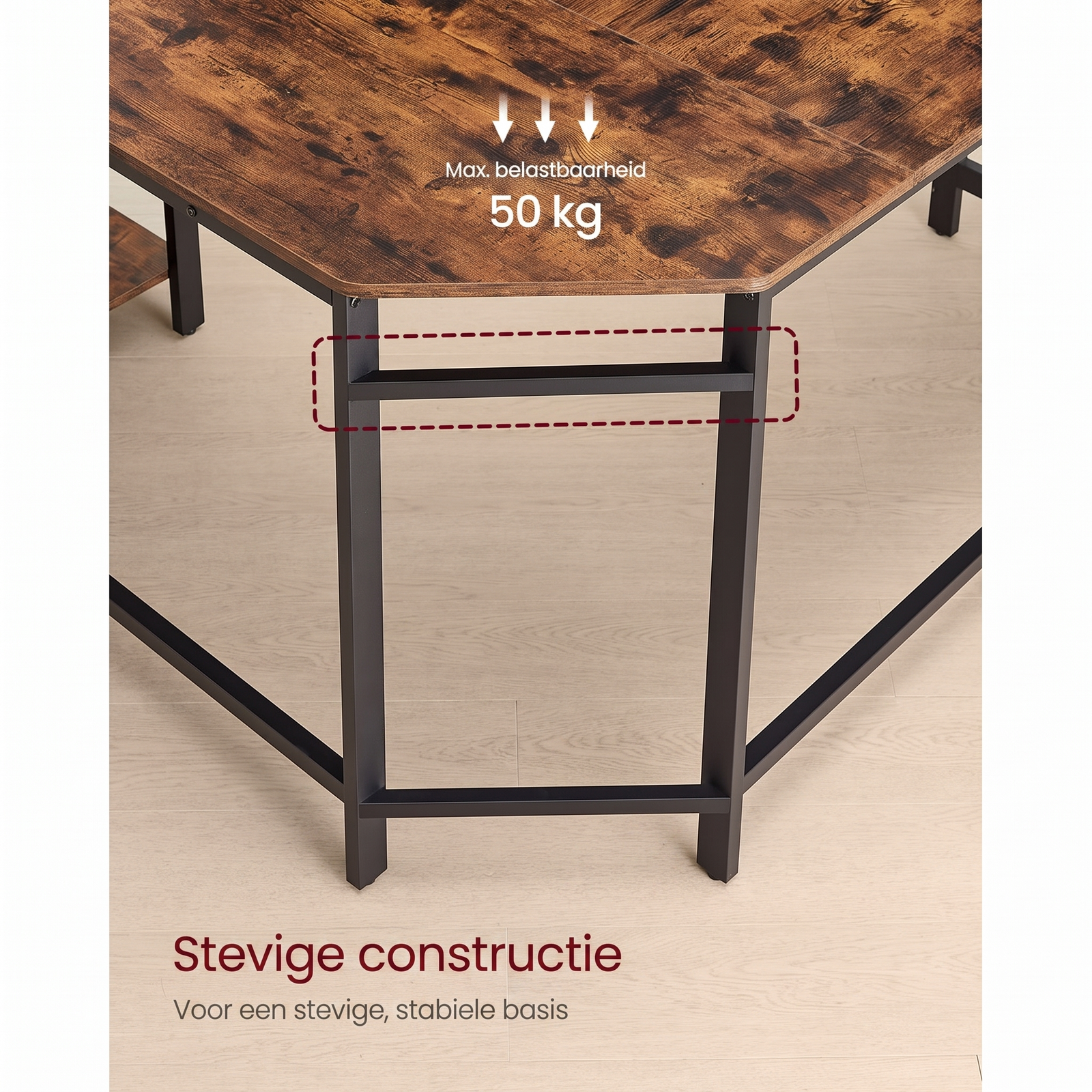 L-vormig Hoekbureau met Opbergplanken en Houtlook Werkblad – productweergave 36 | De Groot Living