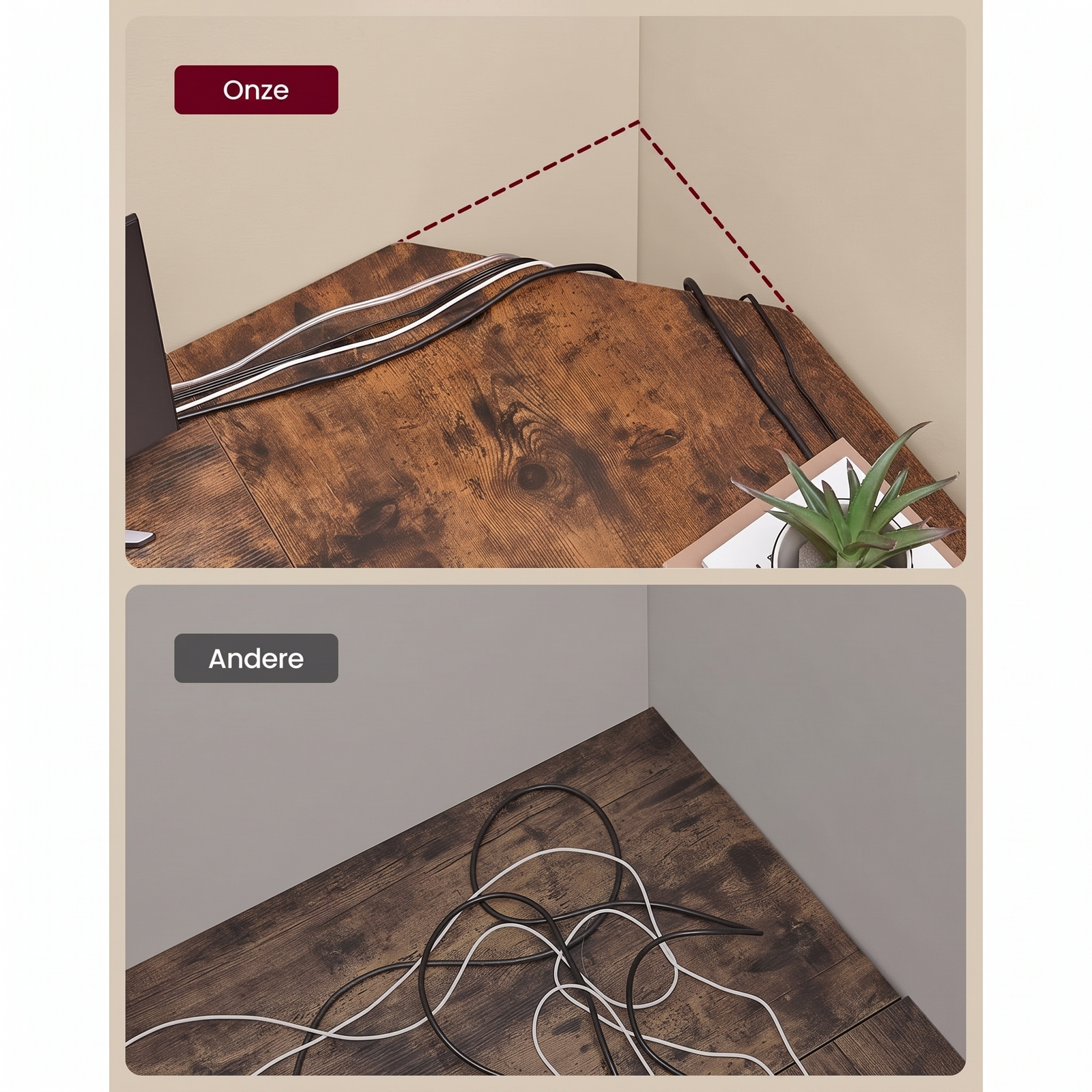 L-vormig Hoekbureau met Opbergplanken en Houtlook Werkblad – productweergave 37 | De Groot Living