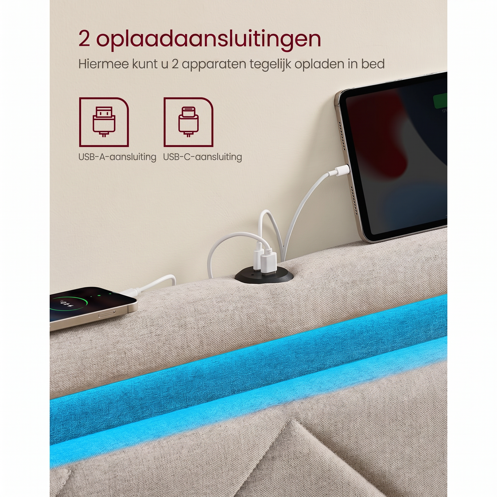 LED Boxspring met Opberglades – productweergave 5 | De Groot Living