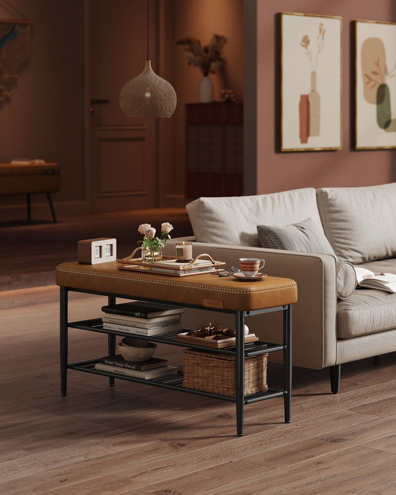 Luxe Schoenenbank met Gestoffeerde Zitting en Opbergruimte van Kunstleer – close-up detail | De Groot Living