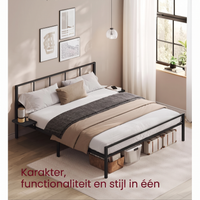 Metalen Bedframe 160x200 cm met Opbergplanken – productweergave 2 | De Groot Living