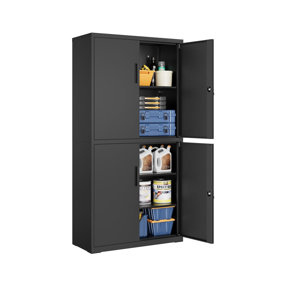 Metalen Garagekast met Verstelbare Legplanken en Afsluitbare Deuren – productweergave 1 | De Groot Living