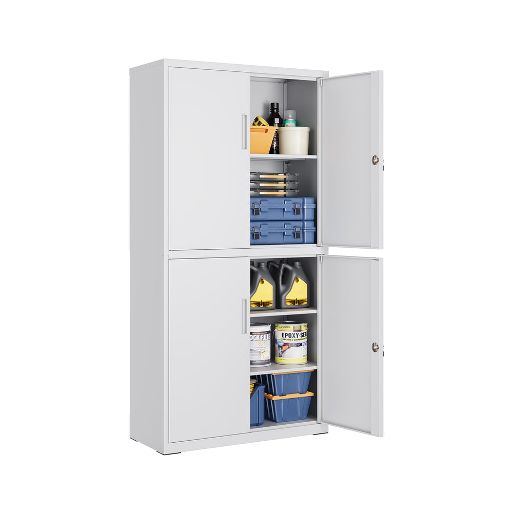 Metalen Garagekast met Verstelbare Legplanken en Afsluitbare Deuren – productweergave 2 | De Groot Living