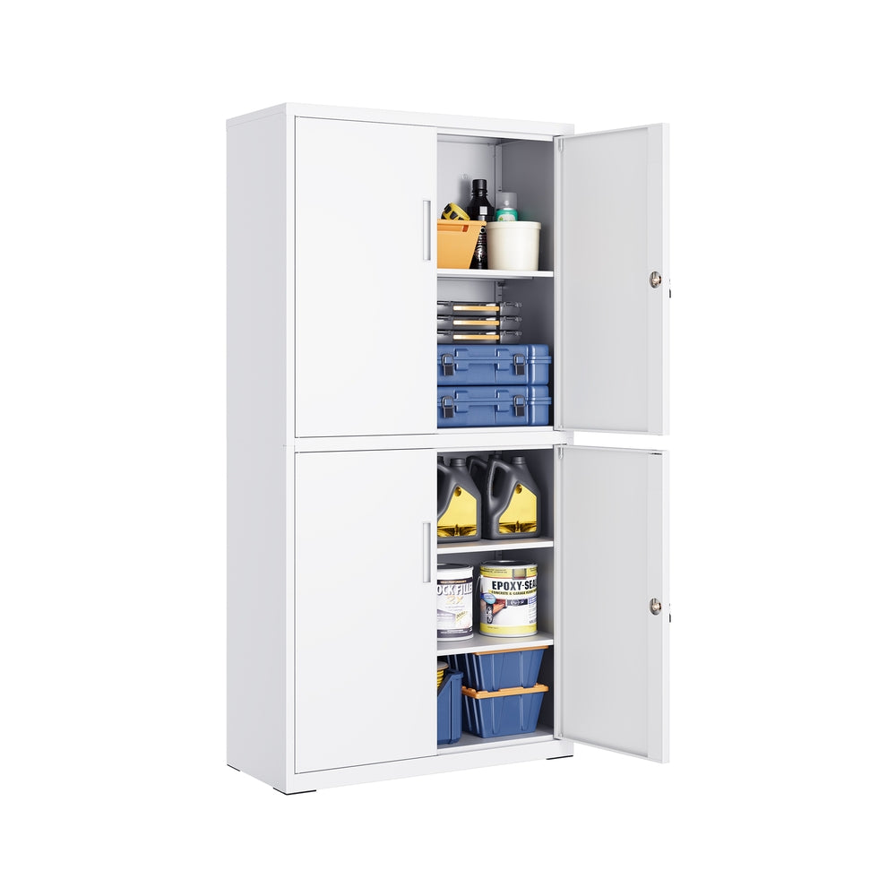 Metalen Garagekast met Verstelbare Legplanken en Afsluitbare Deuren – productweergave 3 | De Groot Living
