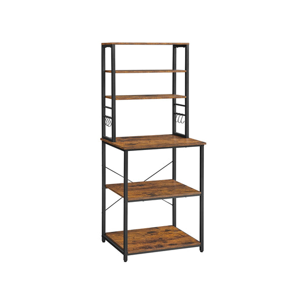 Metalen Keukenrek met Legplanken en 6 Haken in Industrieel Design – productweergave 1 | De Groot Living