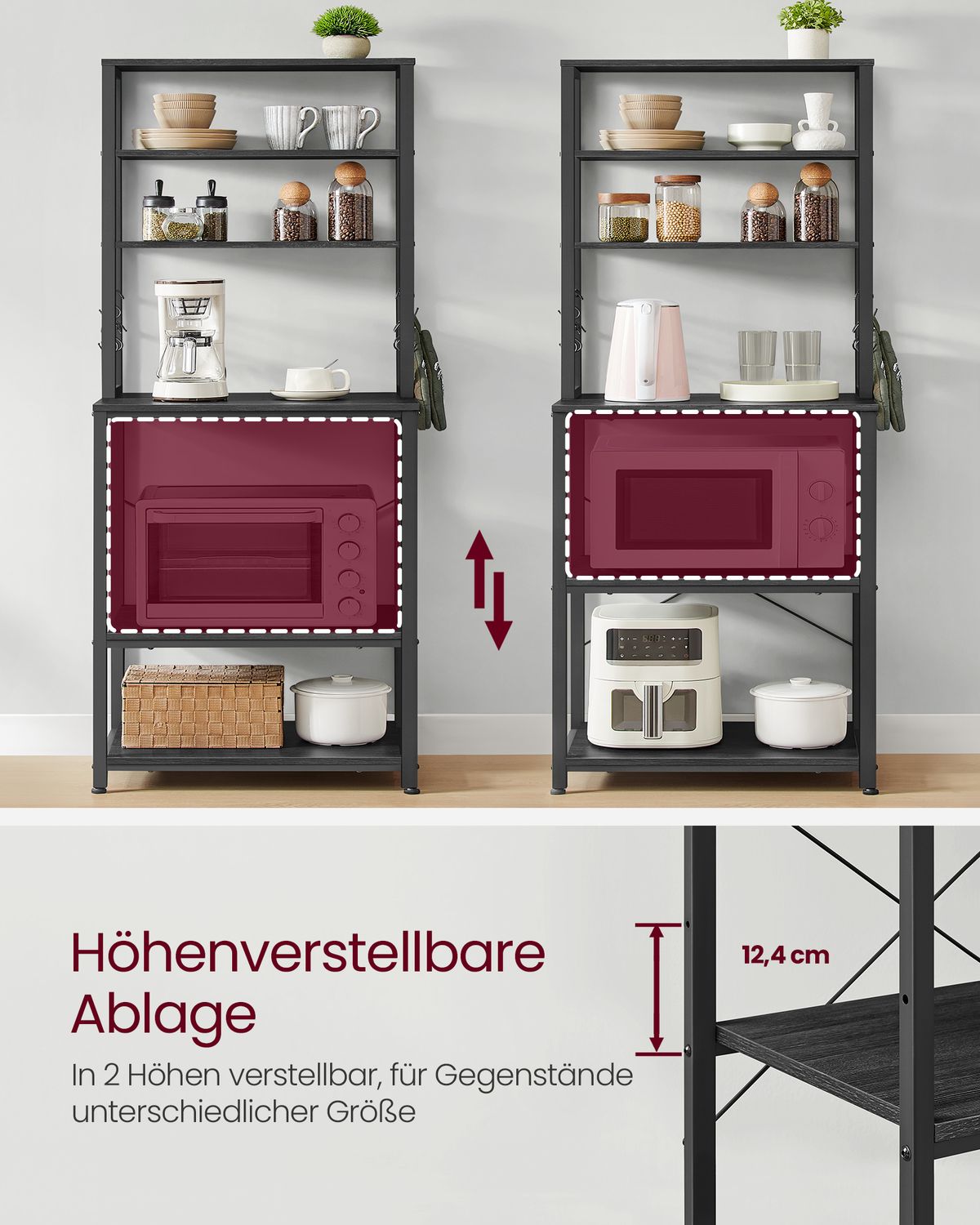 Metalen Keukenrek met Legplanken en 6 Haken in Industrieel Design – productweergave 9 | De Groot Living